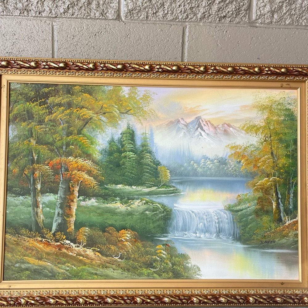 Antique R Boren Oil Painting Signed - Picture 3 of 9